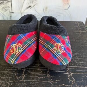 Ralph Lauren Dark Gray Plush Slippers
